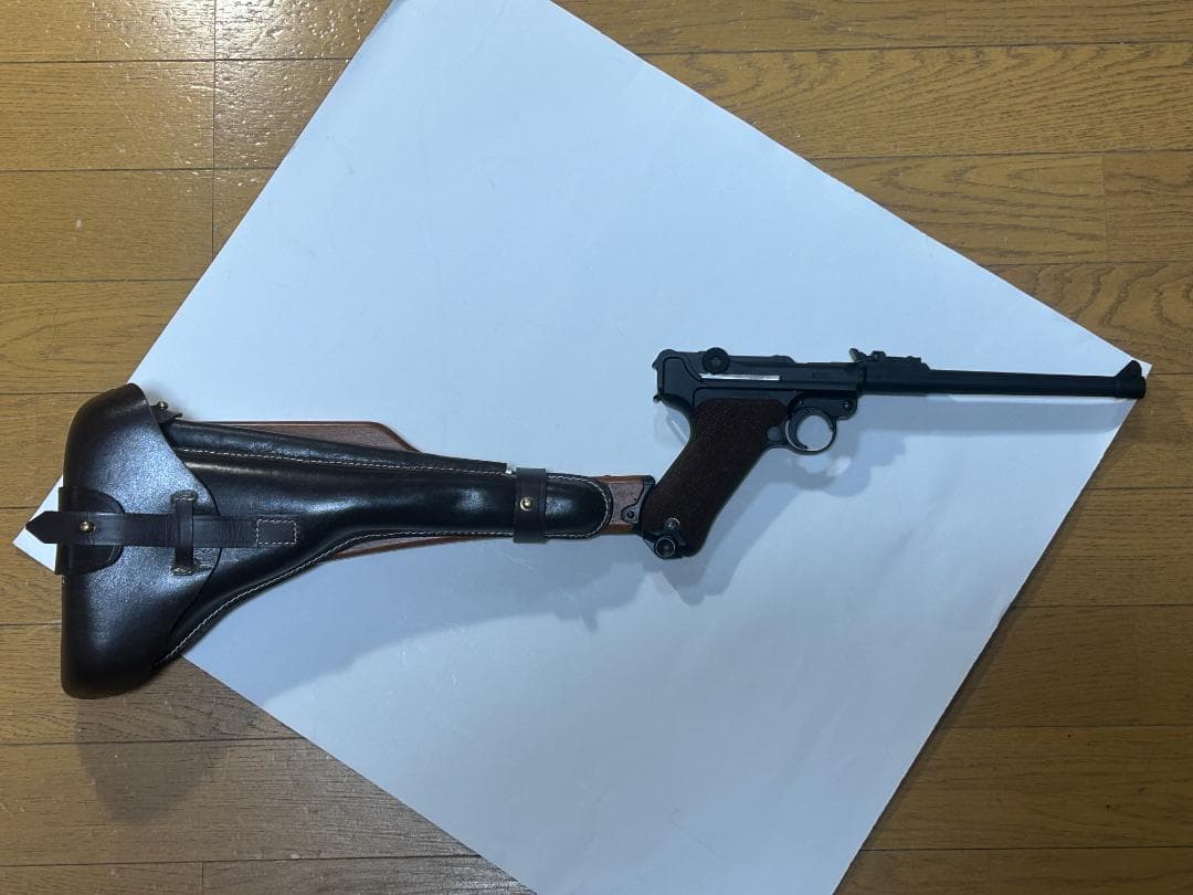 タナカ ルガーP08 用 木製ストック ロングタイプ　革製ホルスター付