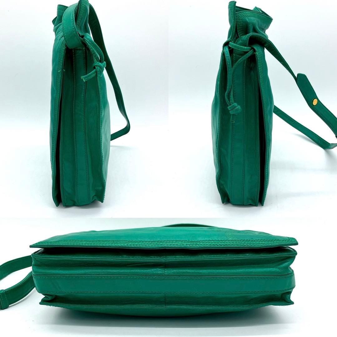 【LOEWE】ショルダーバッグ　フラメンコ　アナグラム型押し　レザー　グリーン