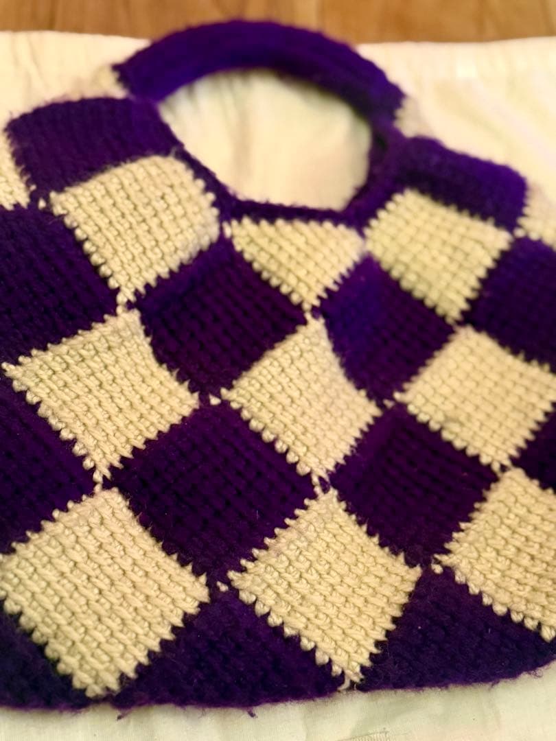 MARNI MARKET/マルニ/パープル/チェック トートバッグ/ニット/紫