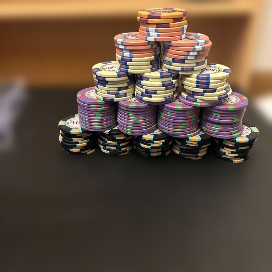 ポーカーチップ ミラノ クレイ ヘッズアップ対応126枚+8枚 おまけケース付き