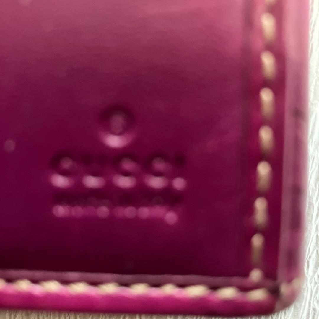 グッチシマレザー　２つ折り長財布　パープル