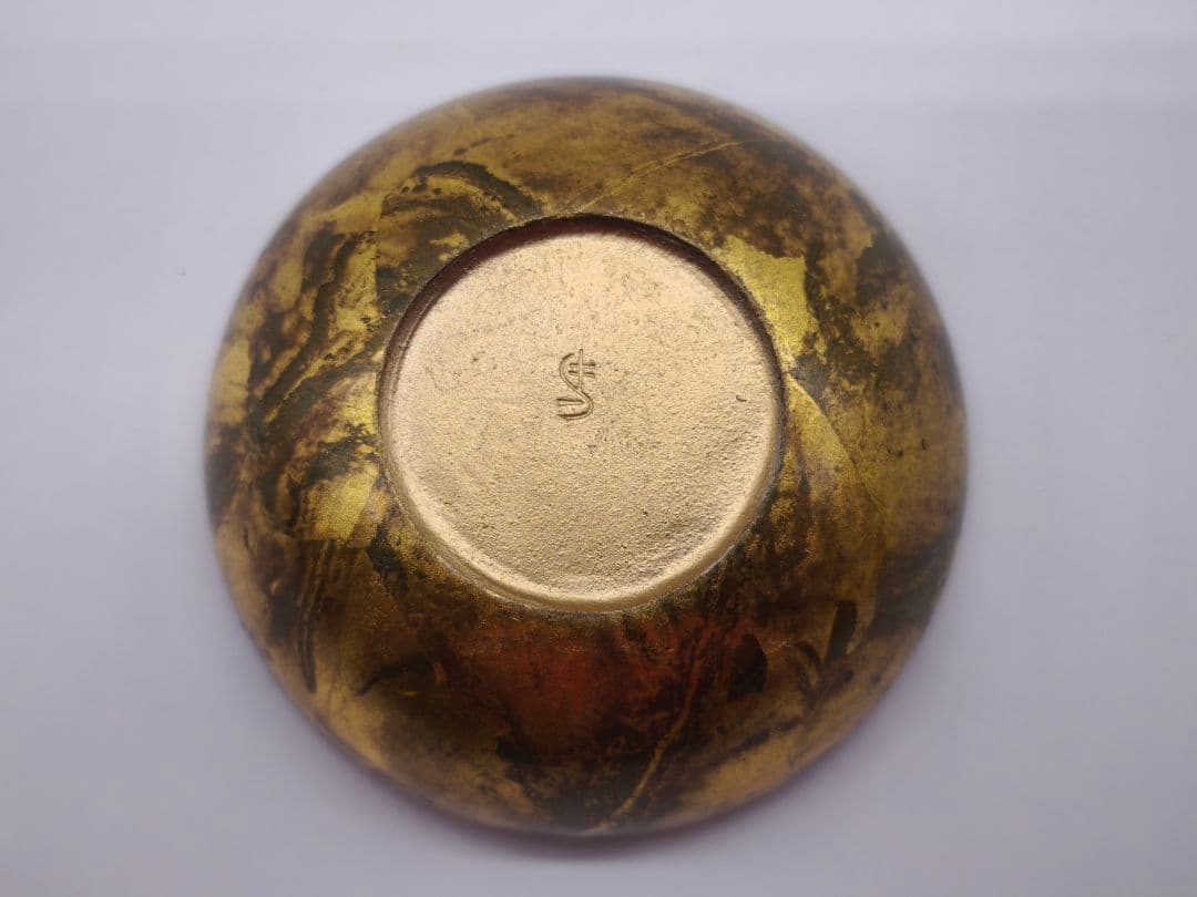 高岡銅器 透かし模様 香炉 真鍮製 金色仕上げ 工芸品 仏具 ヴィンテージ