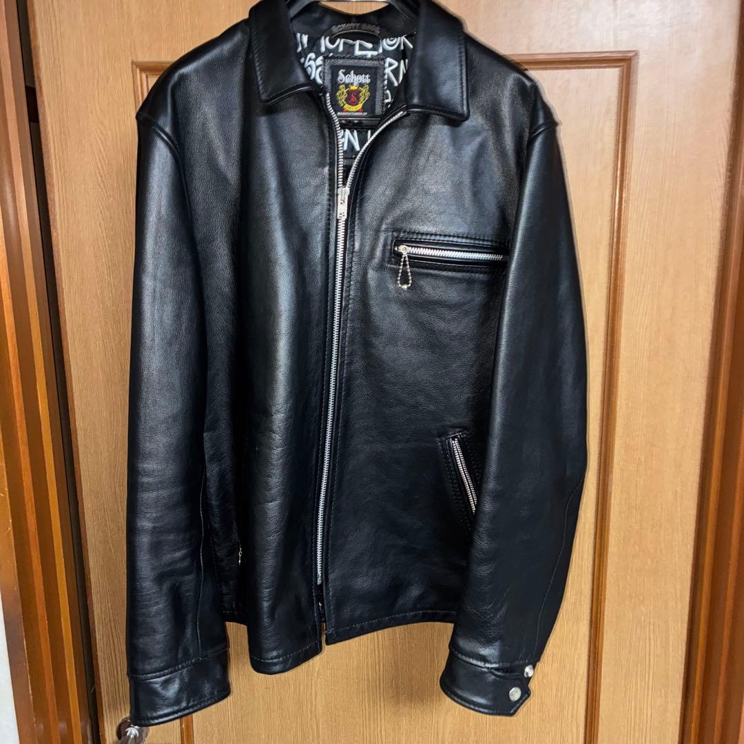 Stussy×Schott ブラックレザージャケット XL