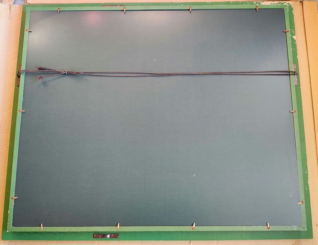 【送料込】F30号 大型 油彩額縁 アクリル板 風景画付 空色と銀系 107cm