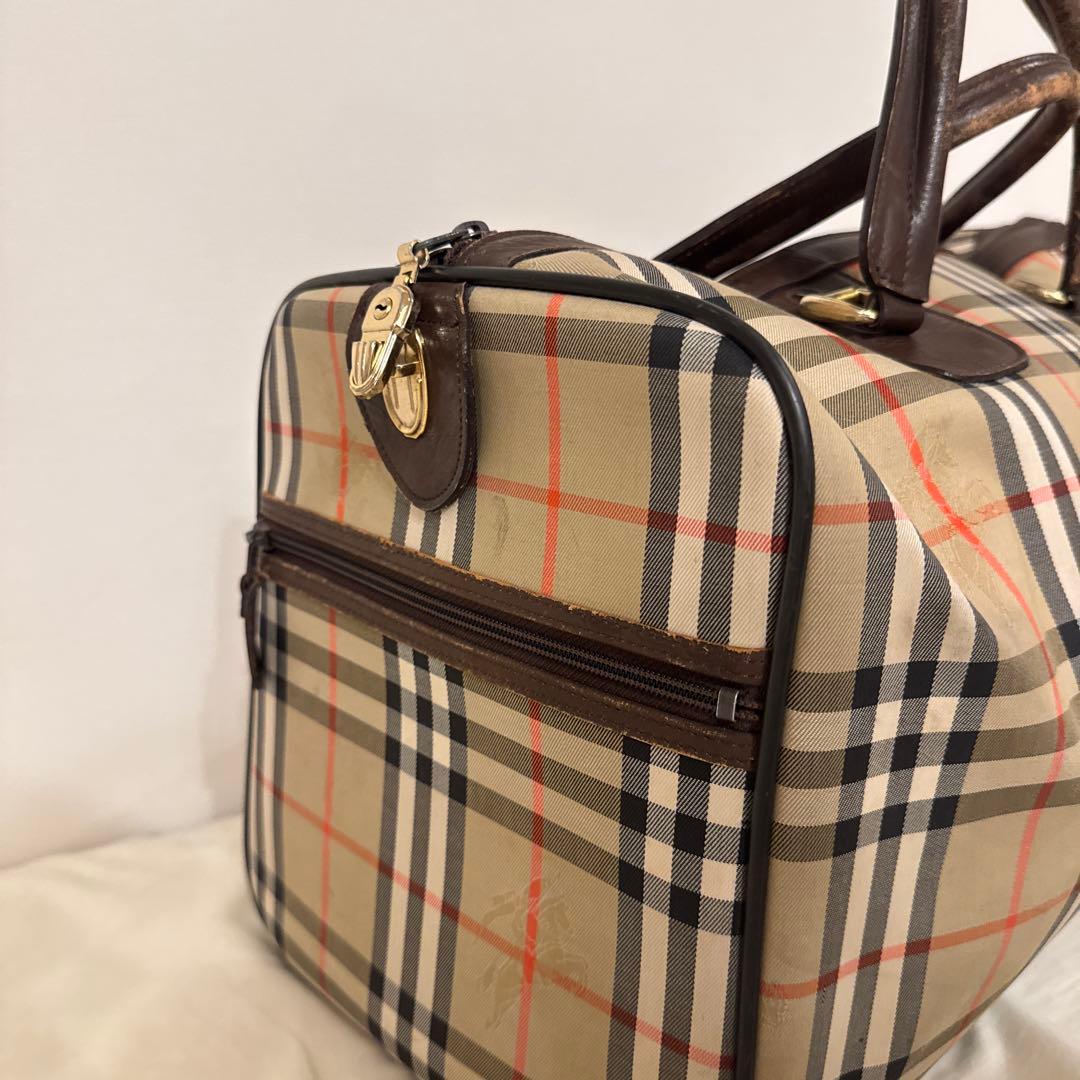 ビンテージ バーバリー ボストンバッグ ノバチェック シャドーホース PVC