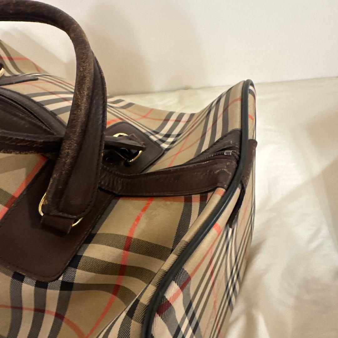 ビンテージ バーバリー ボストンバッグ ノバチェック シャドーホース PVC