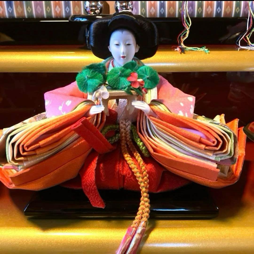 御京雛③平安春峰作　雛人形　三段飾り　お雛様　京都西陣織り　ひな人形3段　桜刺繍