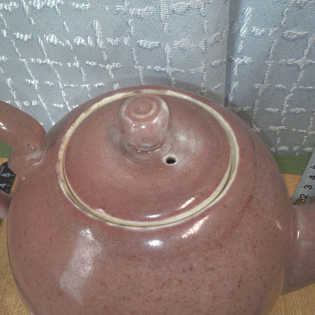 赤褐色 陶器製 急須 骨董 美術 アンティーク 辰砂？ 笠間焼？ 甚八？