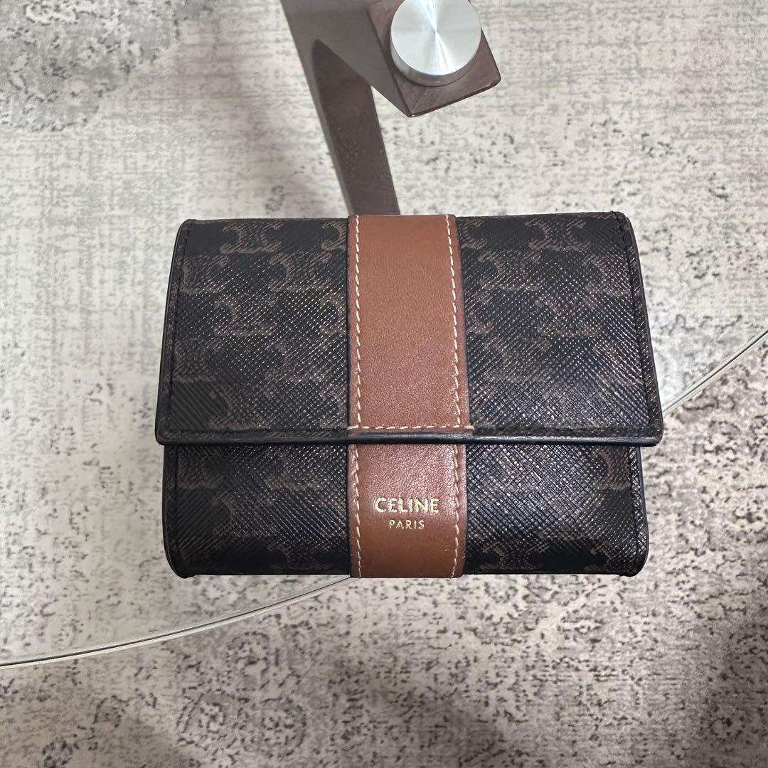 【美品】CELINE スモール トリフォールドウォレット/トリオンフキャンバス