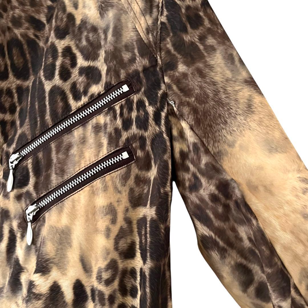 00s TORNADO MART ヒョウ柄 ポリ ライダースジャケット グランジ