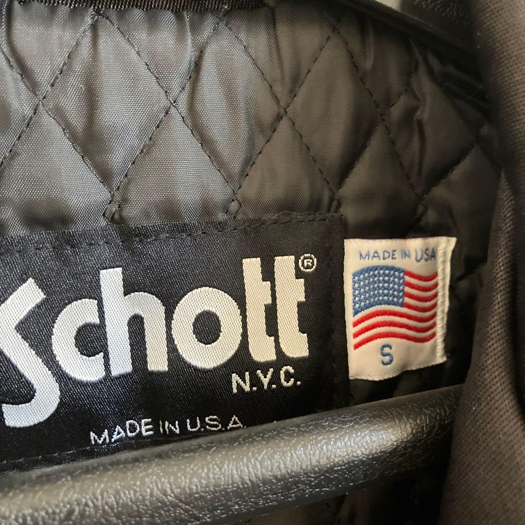 Schott ナイロン製シングルライダースジャケット Sサイズ　黒