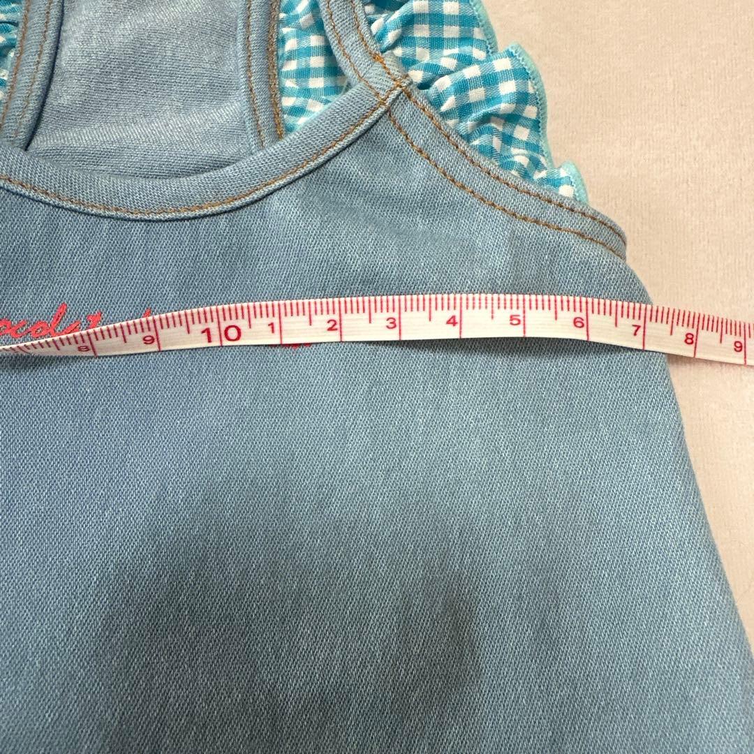 クリスマス値引きアトリエGGデニムブルー フリル付き犬服