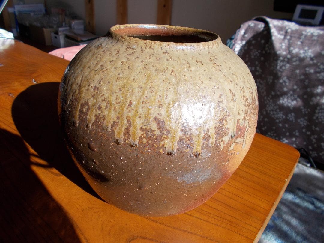 再お値下げ　備前焼流れゴマ中壺・伊勢崎紳作【14】