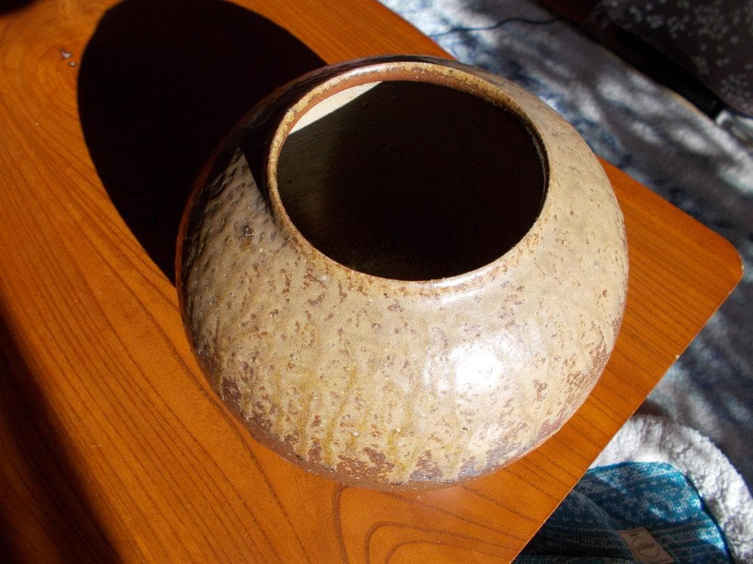 再お値下げ　備前焼流れゴマ中壺・伊勢崎紳作【14】