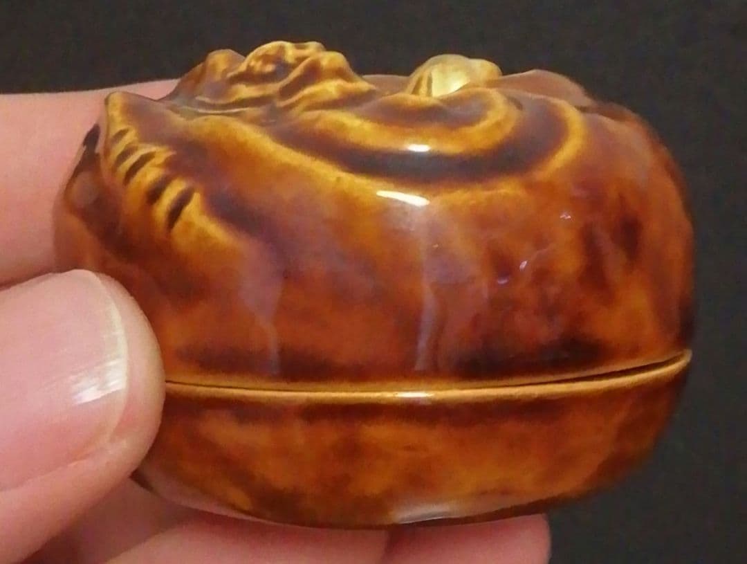 中村翠嵐作　交趾焼　干支　辰　香合　共箱　共布　栞付　茶道具