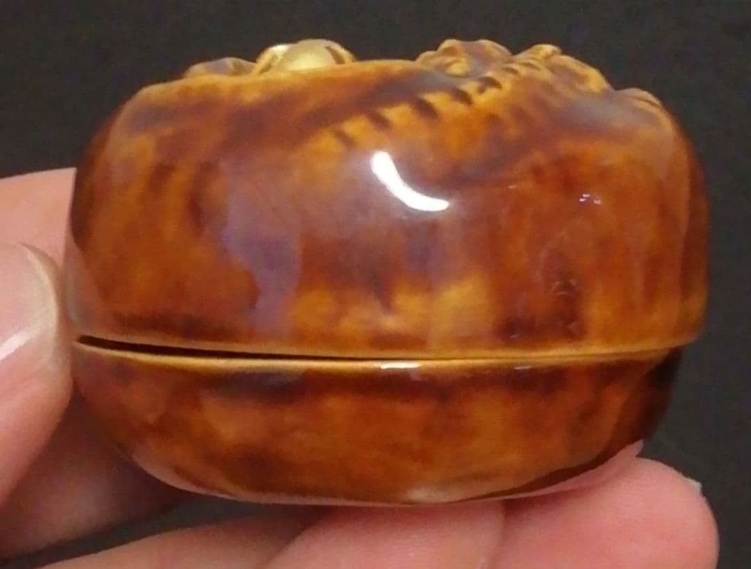 中村翠嵐作　交趾焼　干支　辰　香合　共箱　共布　栞付　茶道具