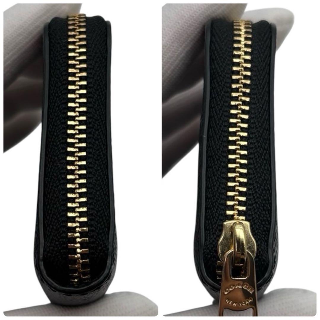 美品◎ コーチ ケース 小銭入れ ラウンドジップ YKK刻印 黒 レザー