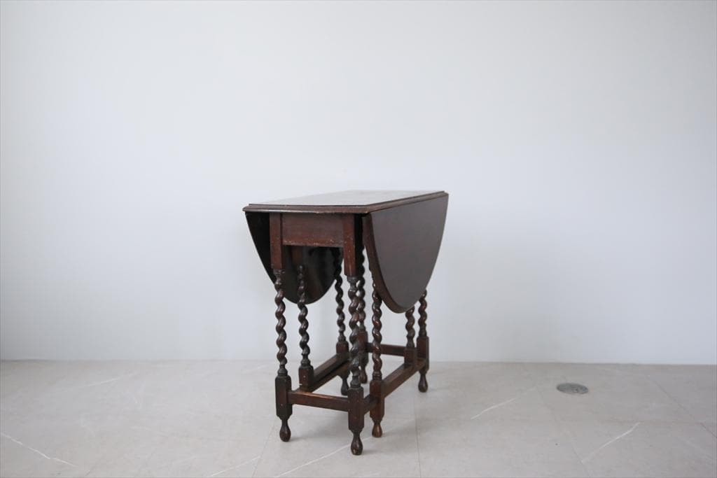 英国アンティーク木製ゲートレッグテーブル/ダイニング机バタフライ(88-189)