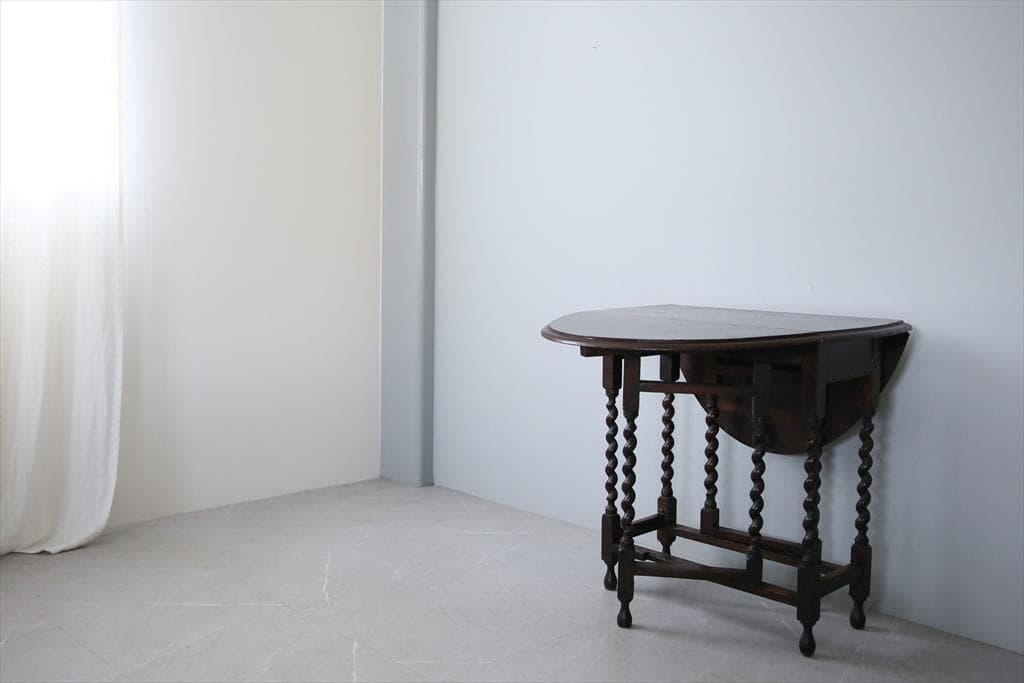 英国アンティーク木製ゲートレッグテーブル/ダイニング机バタフライ(88-189)