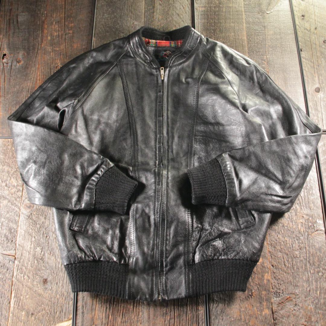 古着　６０−７０s 本革　ライダース　レザージャケット　ブラック　LL 黒.