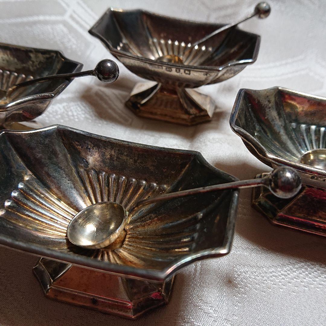 1897～1899年製「英国純銀 調味料入れ」四客