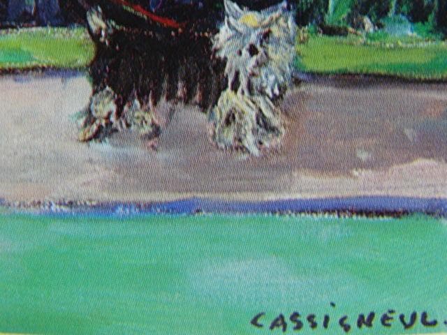 カシニョール（Cassigneul）、犬の散歩、希少な画集より