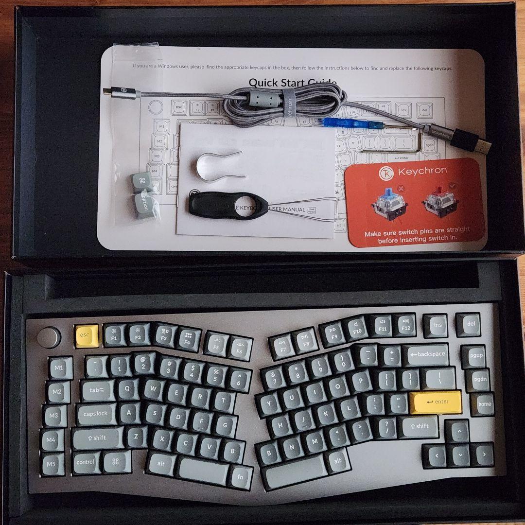 【パームレスト付き】Keychron Q10 シルバー 茶軸 アリス配列