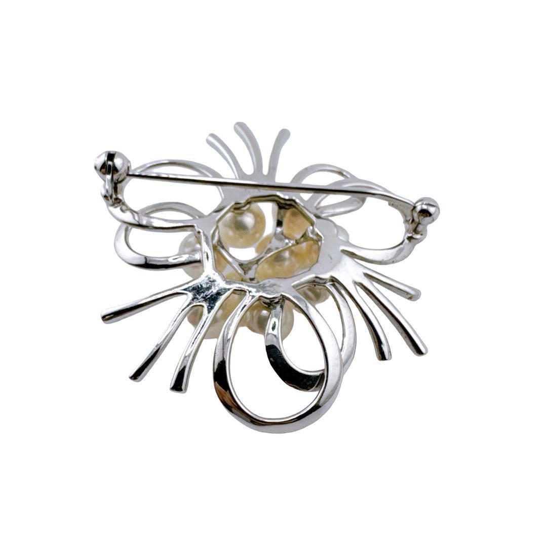ミキモト 真珠 ブローチ コサージュモチーフ パール SV シルバー 冠婚葬祭