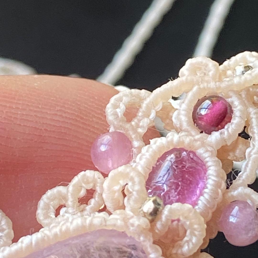 (みきの)♡大粒モルガナイト×2種類のピンクルビーのマクラメネックレス