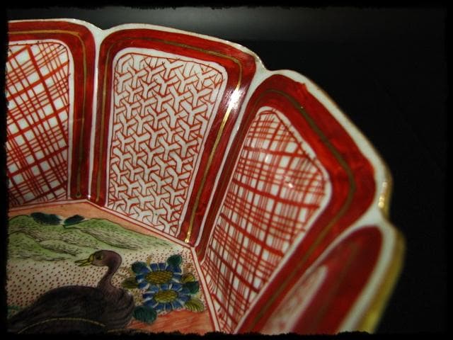 九谷 庄三 角福銘 極彩色 鶉図 八角 深鉢 加賀 古九谷 茶道具 菓子器