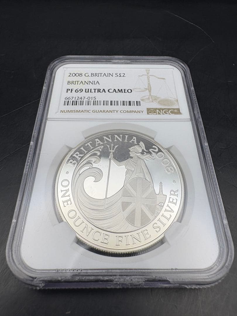 2008 ブリタニア 銀貨 NGC PF69UCウルトラカメオ スラブ欠けあり
