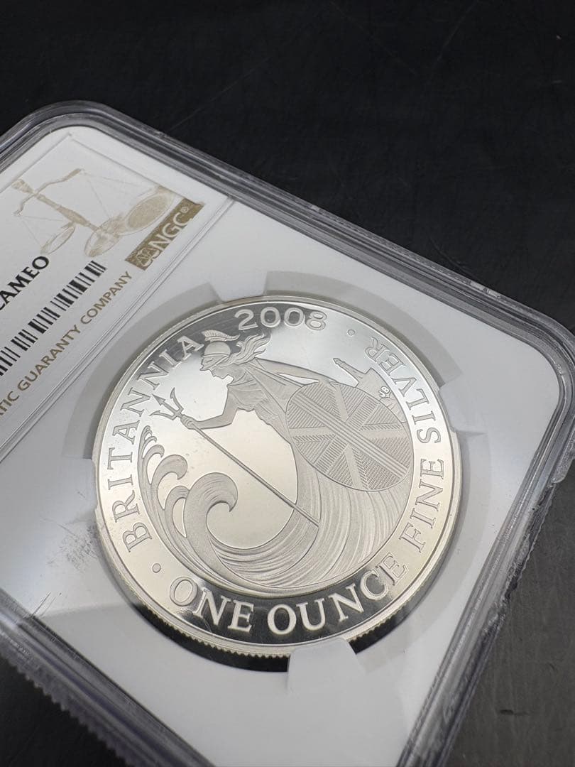 2008 ブリタニア 銀貨 NGC PF69UCウルトラカメオ スラブ欠けあり