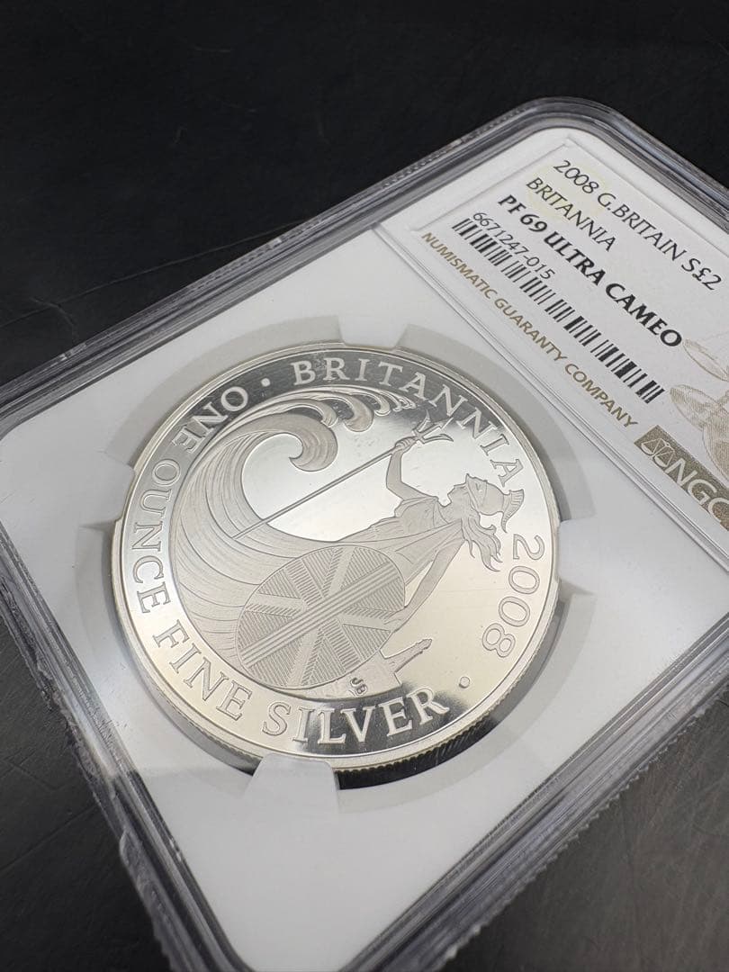 2008 ブリタニア 銀貨 NGC PF69UCウルトラカメオ スラブ欠けあり