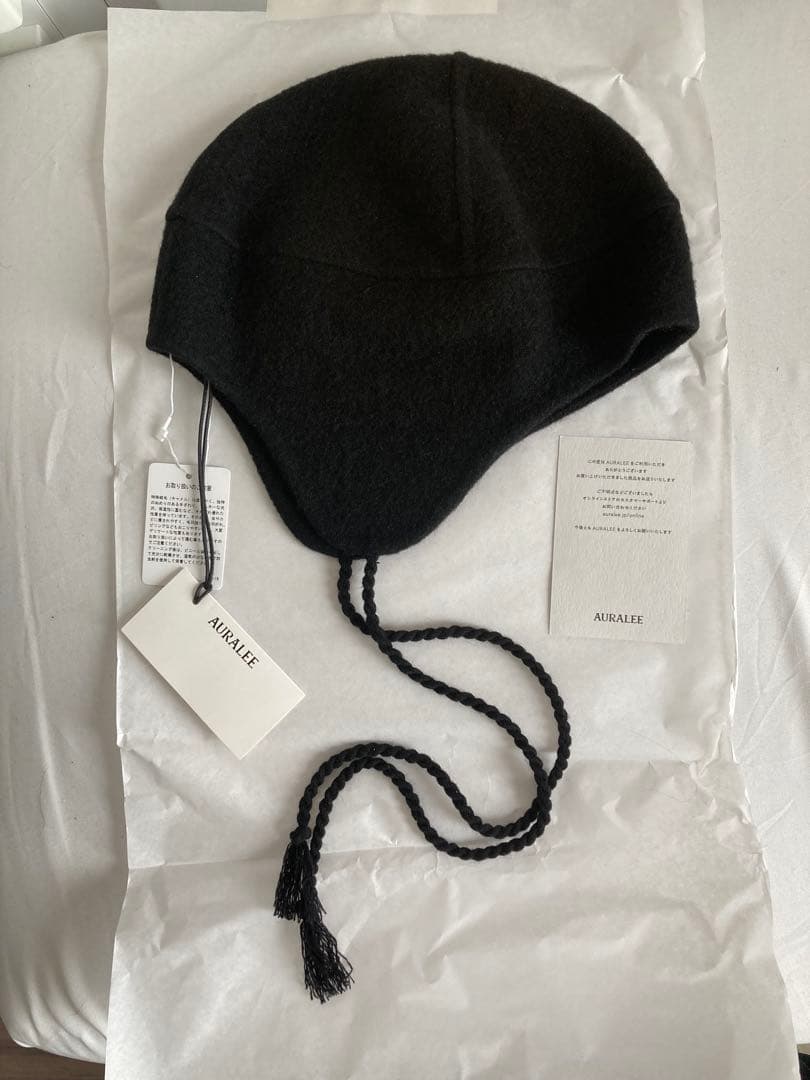 新品　auralee 耳当て付き メルトンキャップ　ニット キャップ ハット