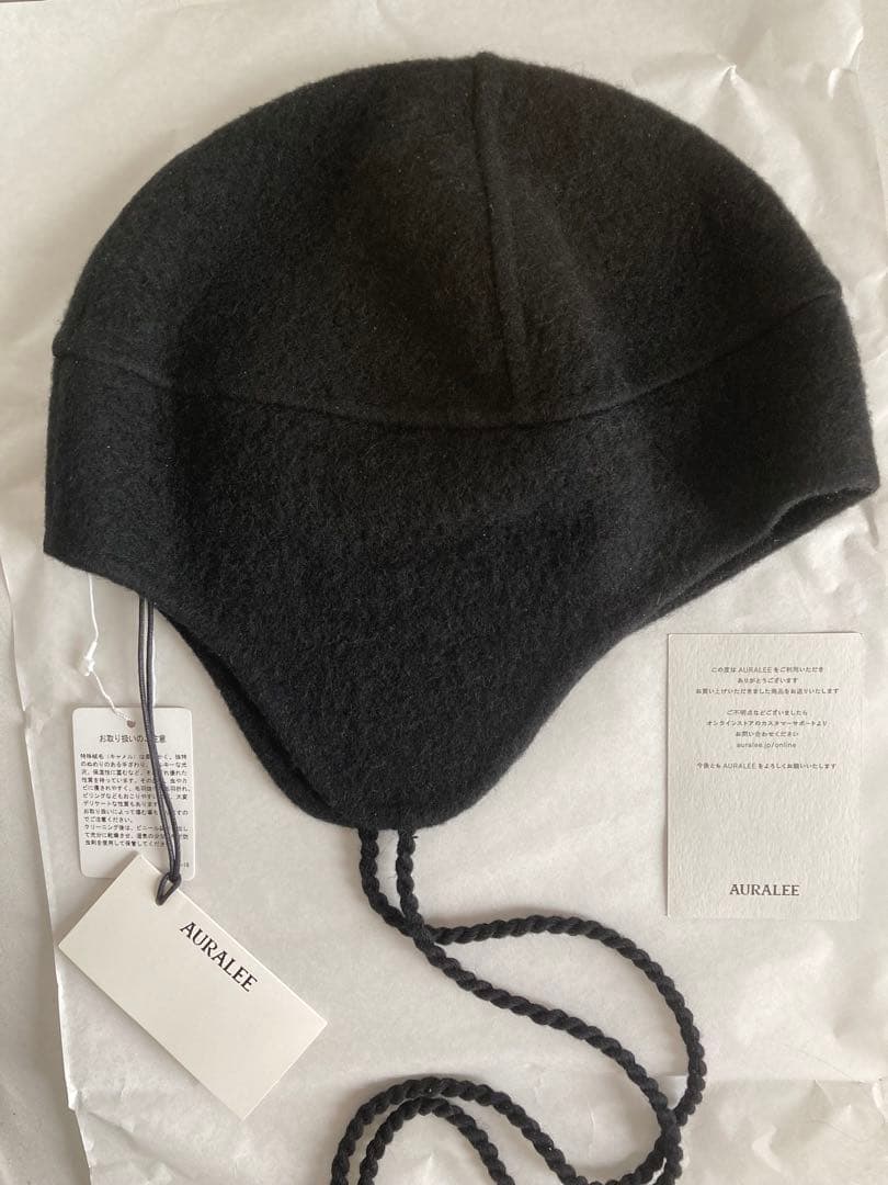 新品　auralee 耳当て付き メルトンキャップ　ニット キャップ ハット