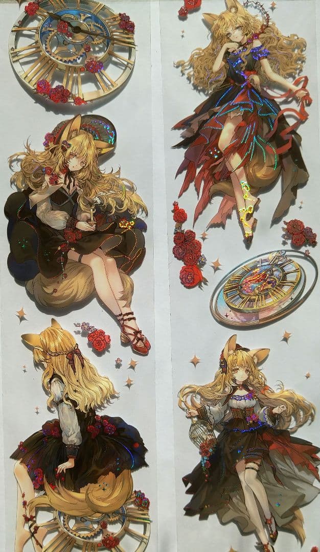 ☆再販☆J57＃赤狐烟雨(镭射银)一木一横墨魚様マステ切り売り海外人物