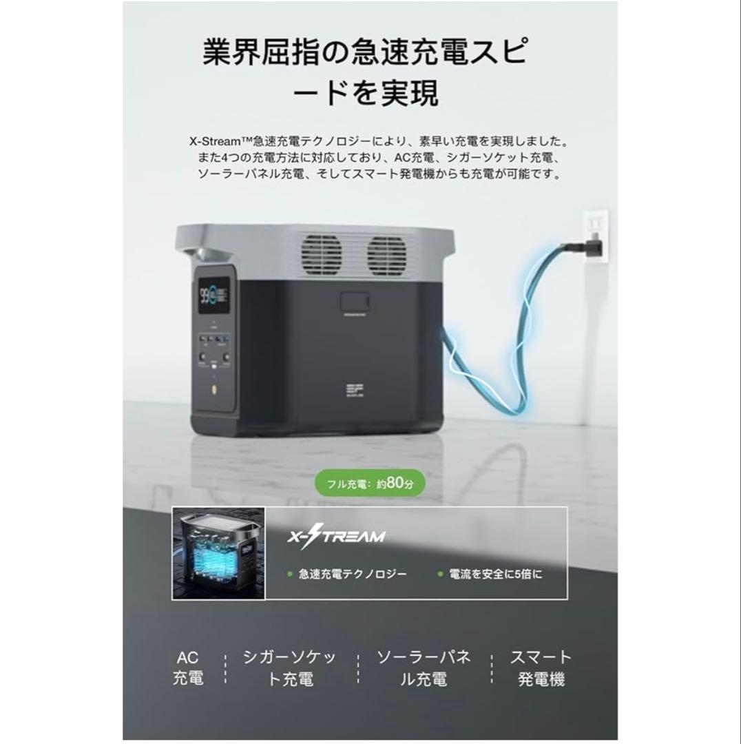 EcoFlow DELTA 2ポータブル電源 1024Whリン酸鉄リチウムイオン