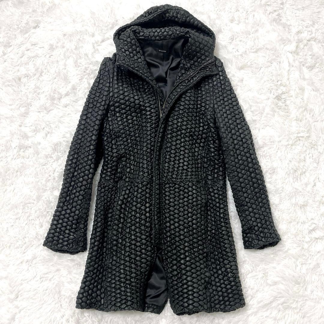 希少✨　SCHAFFEN　フーデッドレザーコート　特殊加工　細身　タイト　XL