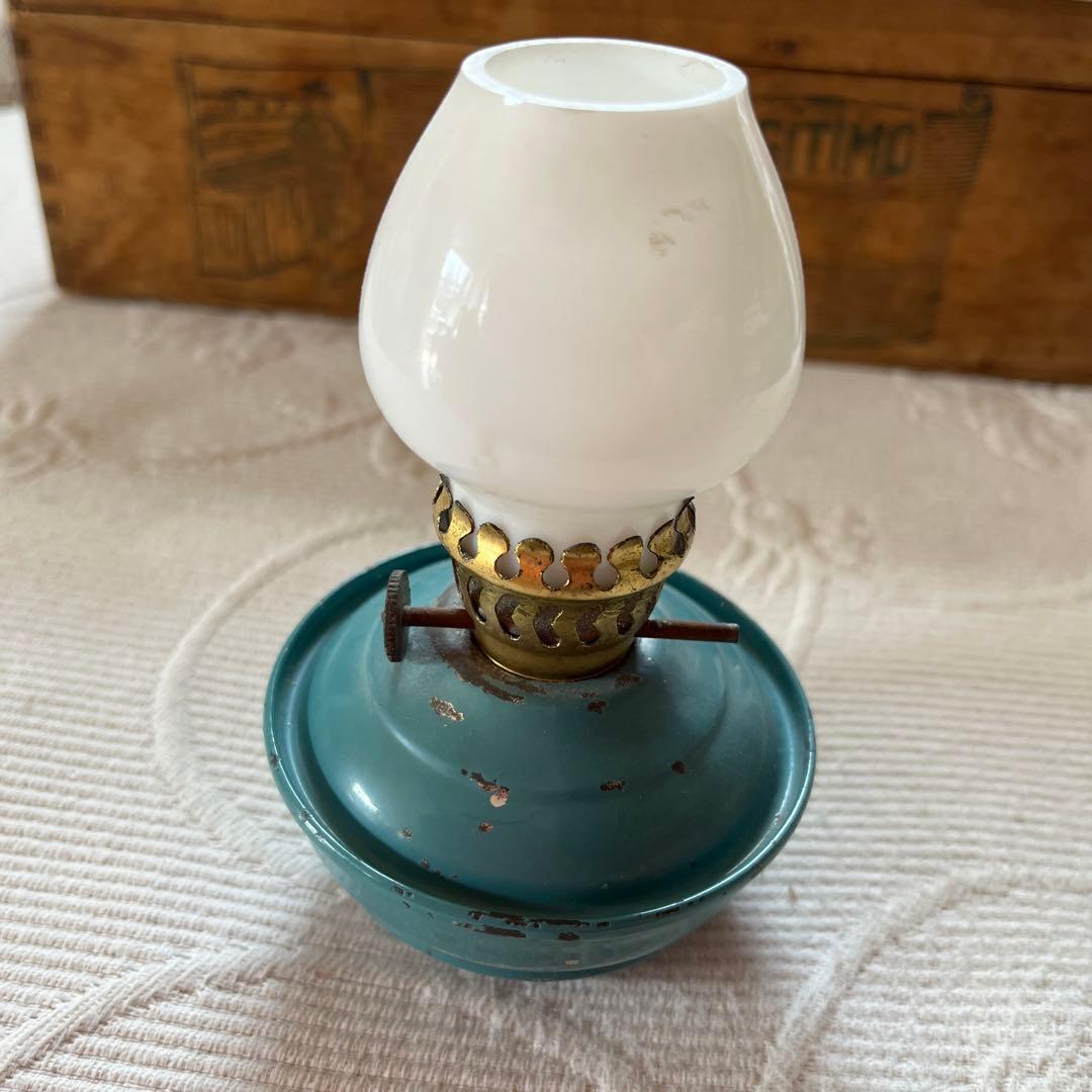 イギリス　アンティーク　ケリーランプ　青いオイルランプ　ビンテージ