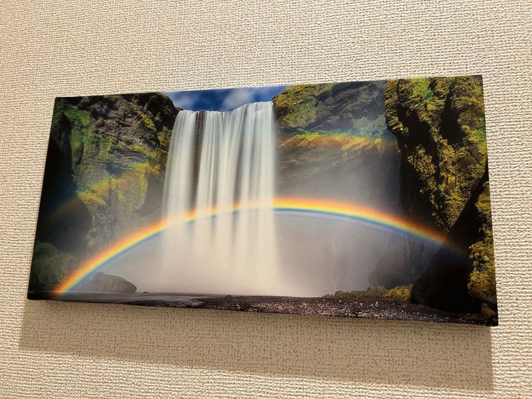 キャンバス絵画風景滝アート写真 20x40cm(8x16in)フレームレス