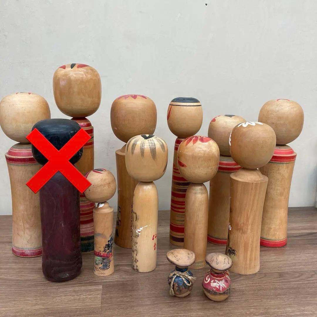 D-3 【伝統工芸品】木製 こけし 12点まとめ売り 鳴子・遠刈田・仙台など 昭