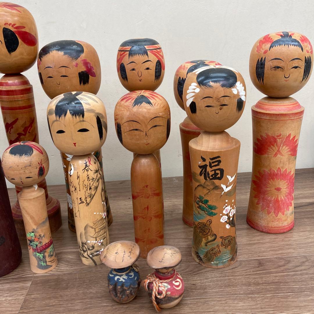 D-3 【伝統工芸品】木製 こけし 12点まとめ売り 鳴子・遠刈田・仙台など 昭