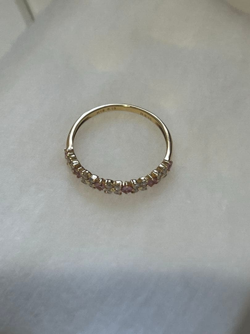 k18 パパラチアサファイア　ハーフエタニティ　リング