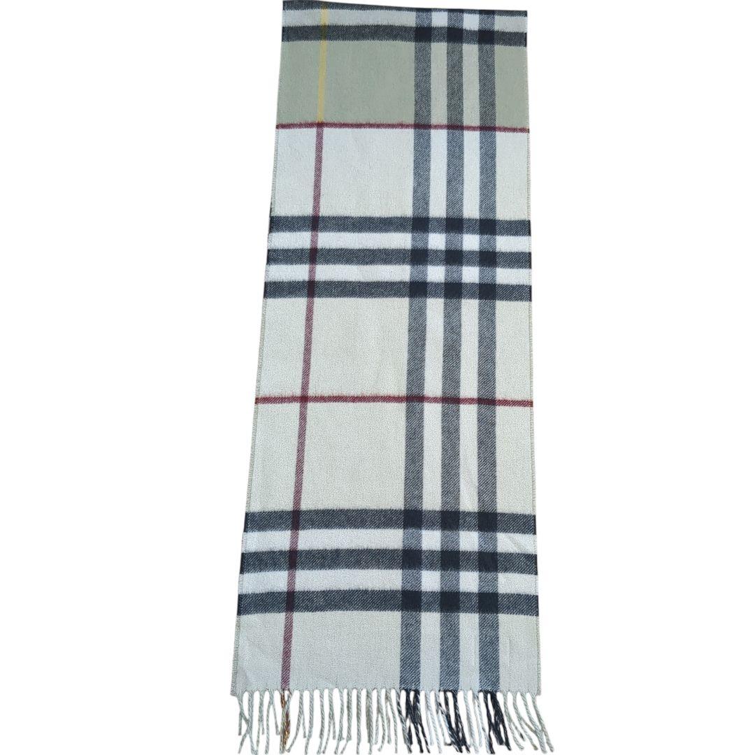 【美品】バーバリー マフラー カシミヤ100 ロゴ×ノヴァチェック 国内正規品