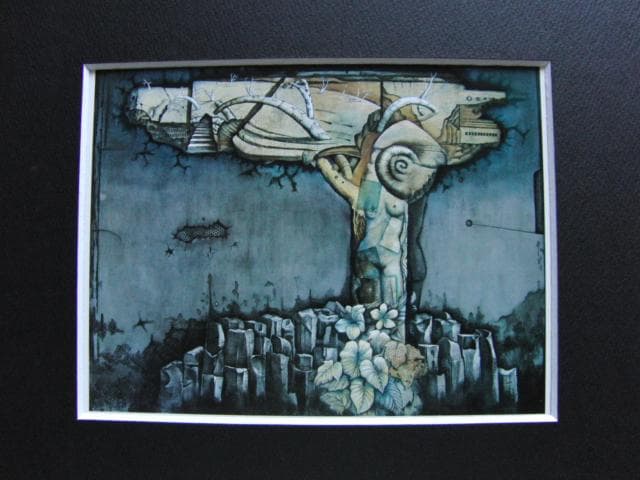 久保田晃二、樹のある風景、希少な画集より、新品高級額