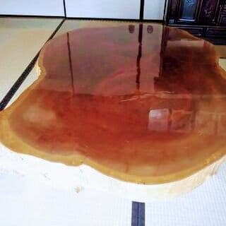 「使用後は室内にて、大切に保管していました」総玉杢欅テーブル／自伐自作part７