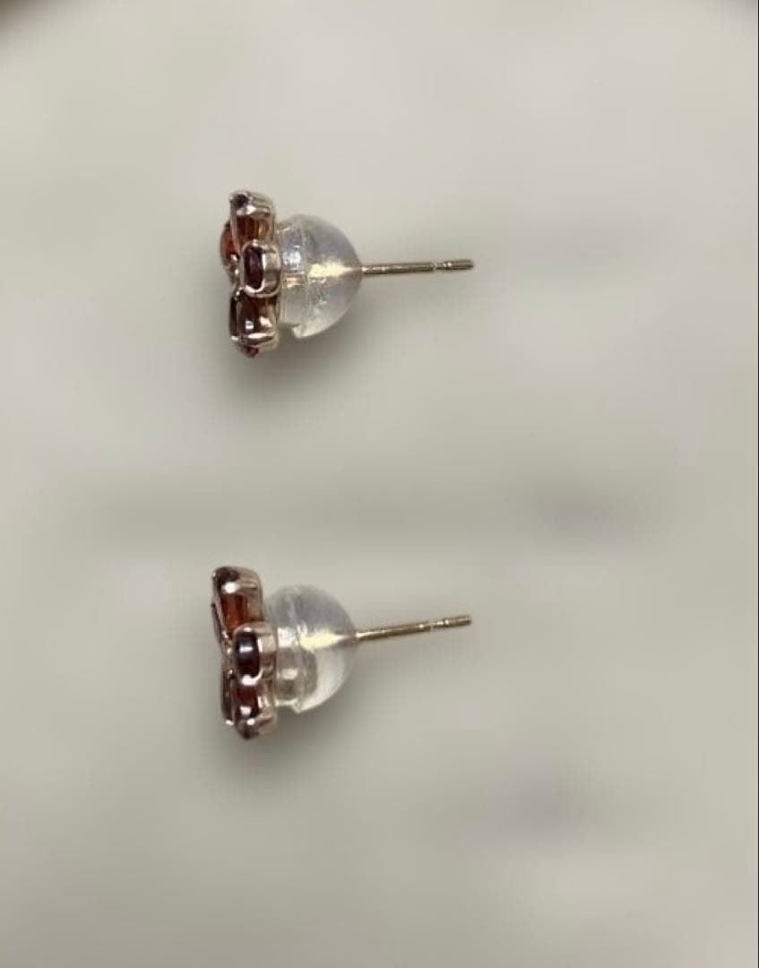 TAKE UP K18・K10ガーネットフラワーピアス（ PG)