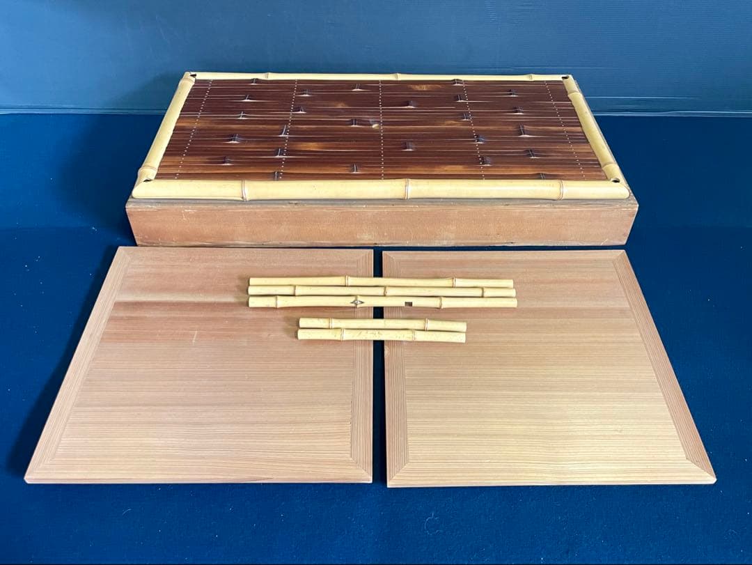 割引❣️「祖」 煤竹 白竹 杉柾目 煎茶棚 煎茶道具 組立式 木箱 （茶棚D）
