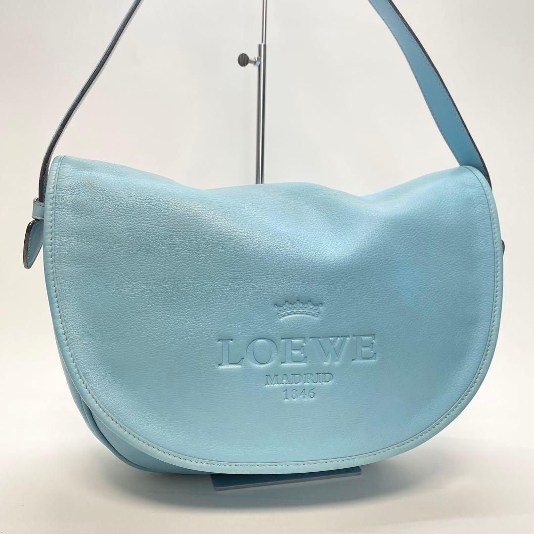 【希少カラー】ロエベ ヘリテージ ショルダーバッグ ブルー 水色 Loewe