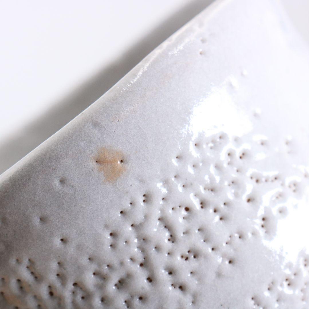 人間国宝 荒川豊蔵作 志野茶碗 茶道具 共箱共布　AW890